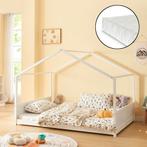 Kinderbed Simo huisbed met matras 140x200 cm wit [en.casa], Verzenden, Nieuw