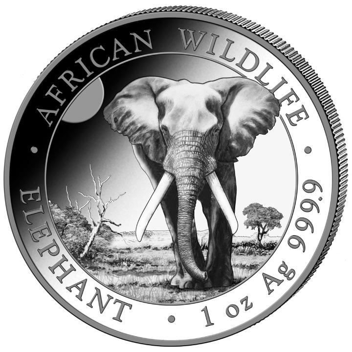 Somalische Olifant 1 oz 2025, Postzegels en Munten, Munten | Afrika, Losse munt, Zilver, Overige landen, Verzenden