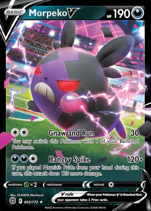 Morpeko V 095/172 Brilliant Stars, Hobby en Vrije tijd, Verzamelkaartspellen | Pokémon, Losse kaart, Nieuw, Foil, Ophalen of Verzenden