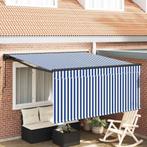 vidaXL Inklapbaar Zonnescherm Blauw en Wit 300 x 250 cm, Tuin en Terras, Verzenden, Nieuw