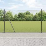 vidaXL gelast draadhek met 7 flenspalen Grijs 1,6x10 m Staal, Verzenden, Nieuw, IJzer