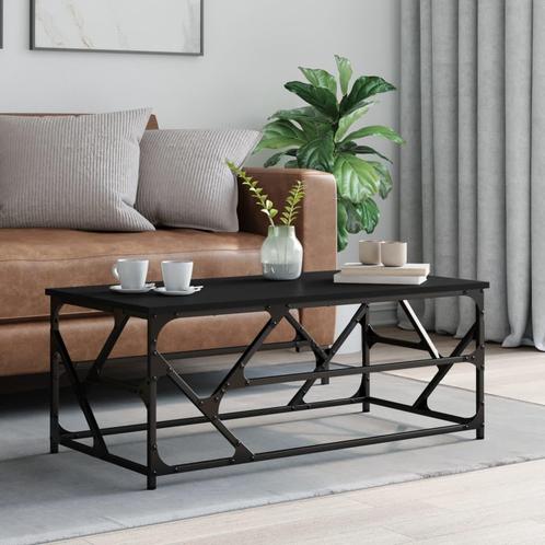 vidaXL Salontafel 100x50x40 cm bewerkt hout zwart, Huis en Inrichting, Tafels | Salontafels, 100 tot 150 cm, Nieuw, Overige houtsoorten