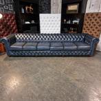 Veiling 6-Zits Bank Chesterfield, Brighton, blauw, Huis en Inrichting, Banken | Bankstellen, Verzenden, Nieuw, Leer, Chesterfield