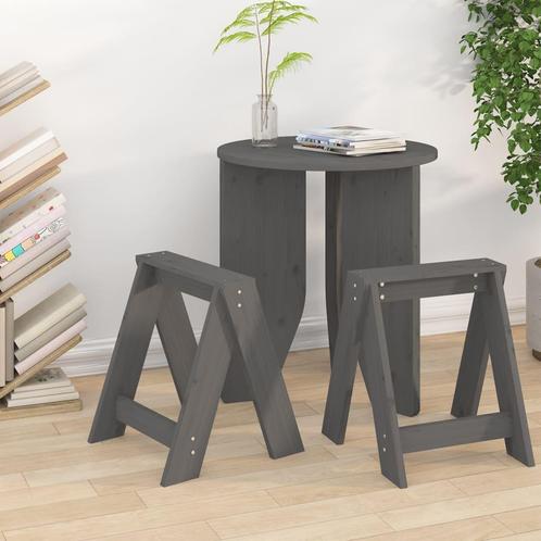 vidaXL Krukken 2 st 40x40x45 cm massief grenenhout grijs, Huis en Inrichting, Stoelen, Grijs, Nieuw, Verzenden