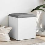 vidaXL Opbergbank Wit 42x42x45 cm Bewerkt Hout, Huis en Inrichting, Banken | Voetenbanken en Poefen, Verzenden, Nieuw