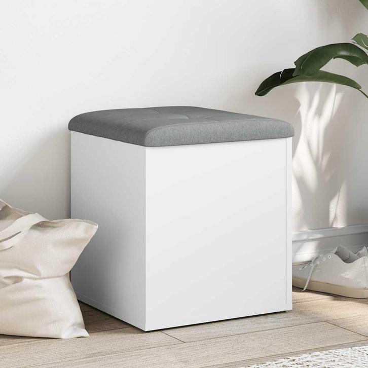 vidaXL Opbergbank Wit 42x42x45 cm Bewerkt Hout, Huis en Inrichting, Banken | Voetenbanken en Poefen, Nieuw, Verzenden