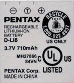 Pentax D-LI8(B) (EX) Accu (Nieuw), Verzenden, Nieuw