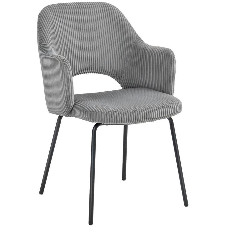 Eetkamerstoel, Corduroy Bekleding, Schaalvorm, Metalen Poten, Huis en Inrichting, Stoelen, Nieuw, Verzenden