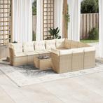 vidaXL 11-delige Tuinset met kussens poly rattan beige, Verzenden, Nieuw, Rotan, Tuinset