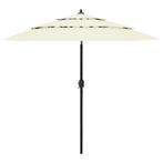 vidaXL Parasol 3-laags met aluminium paal 2,5 m zandkleurig, Tuin en Terras, Verzenden, Nieuw, 2 tot 3 meter