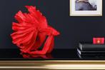 Design decoratief figuur vechtende vis CROWNTAIL 35cm rood, Huis en Inrichting, Woonaccessoires | Vazen, Nieuw, Ophalen of Verzenden