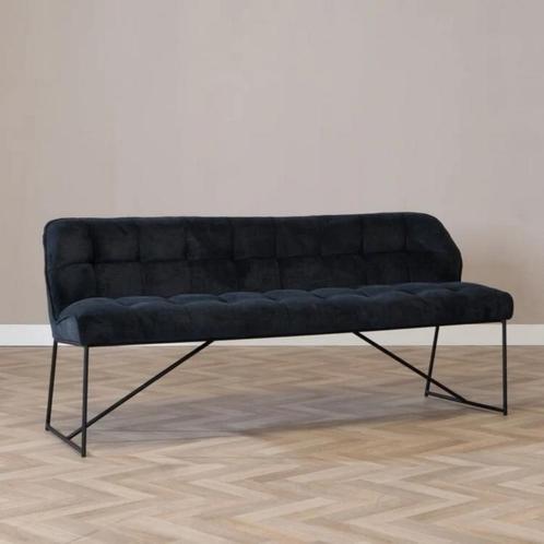 40% Korting: Scandinavische eetkamerbank Jelle zwart 155 cm, Huis en Inrichting, Stoelen, Zwart, Zo goed als nieuw, Stof, Ophalen