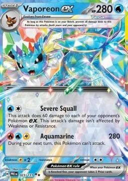 Vaporeon EX 023/131 Prismatic Evolutions, Hobby en Vrije tijd, Verzamelkaartspellen | Pokémon, Losse kaart, Nieuw, Foil, Ophalen of Verzenden
