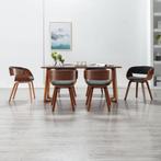 vidaXL Eetkamerstoelen 6 st gebogen hout en stof grijs, Huis en Inrichting, Stoelen, Verzenden, Nieuw, Grijs