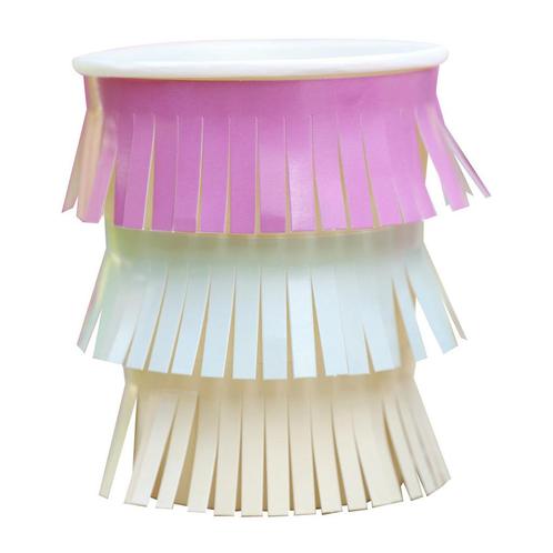 Gekleurde Bekers Franjes 250ml 8st, Hobby en Vrije tijd, Feestartikelen, Nieuw, Verzenden