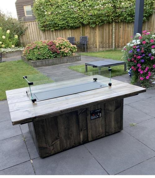 Vuurtafel gas 120x87x48 old black wash, Tuin en Terras, Terrasverwarmers, Gas, Nieuw, Waterbestendig, Vloer, Ophalen of Verzenden