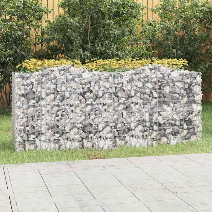 vidaXL Schanskorf gewelfd verhoogd 200x50x100 cm, Tuin en Terras, Bloembakken en Plantenbakken, 100 cm of meer, Nieuw, Metaal