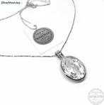 Zilveren Swarovski wit kristal collier, Sieraden, Tassen en Uiterlijk, Kettingen, Verzenden, Nieuw, Zilver