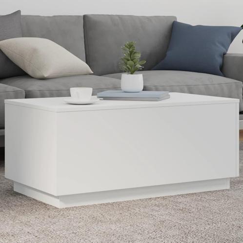 vidaXL Salontafel met LED-verlichting 90x50x40 cm wit, Huis en Inrichting, Tafels | Salontafels, 50 tot 100 cm, Nieuw, Overige houtsoorten