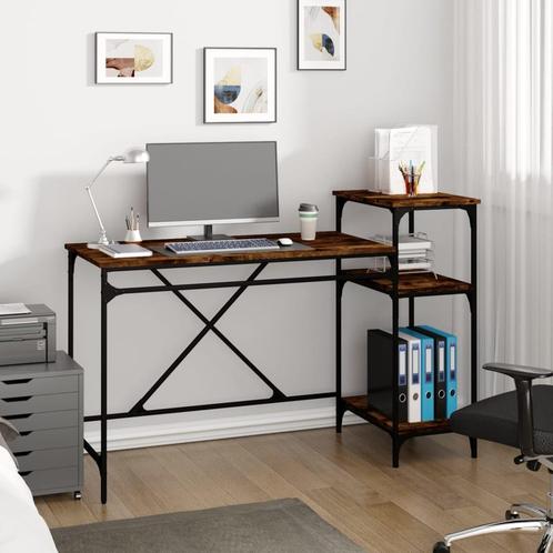 vidaXL Bureau 135x50x90 cm bewerkt hout en ijzer gerookt, Huis en Inrichting, Bureaus, Nieuw, Verzenden
