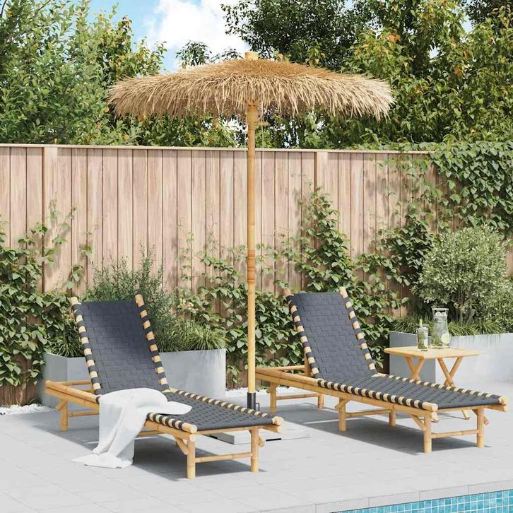 vidaXL Tiki Paraplu met Bananenblad Luifel 180 cm Bamboe, Tuin en Terras, Zonneschermen, Nieuw, Verzenden
