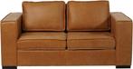 Cognac leren landelijke 2-zitsbank - poot hout zwart - Vinta, Huis en Inrichting, 150 tot 200 cm, Ophalen of Verzenden, Rechte bank