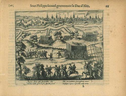 Historische prent van Antwerp, Antiek en Kunst, Kunst | Etsen en Gravures