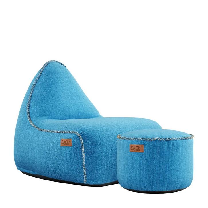 Cobana Lounge Chair & Pouf Outdoor - Turquoise, Huis en Inrichting, Zitzakken, Verzenden