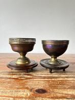 Schaal (2) - Koper, Hout - Pijpkomfoor, Antiek en Kunst, Curiosa en Brocante