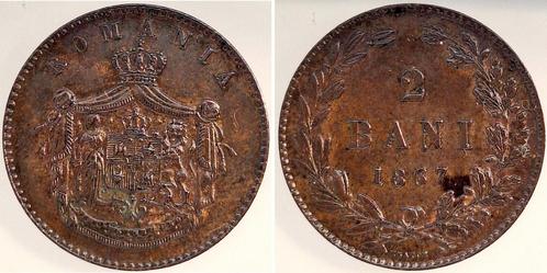 2 Bani 1867 Rumaenien vz/stgl mit schoene Ku-patina Brons, Postzegels en Munten, Munten | Europa | Niet-Euromunten, Verzenden