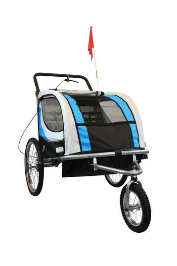 Fietskar 2 Kinderen + Buggy - Blauw | Tweedekansje | Besp... beschikbaar voor biedingen