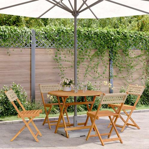 vidaXL 5-delige Tuinset poly rattan en massief hout beige, Tuin en Terras, Tuinsets en Loungesets, Tuinset, Nieuw, Hardhout, Verzenden