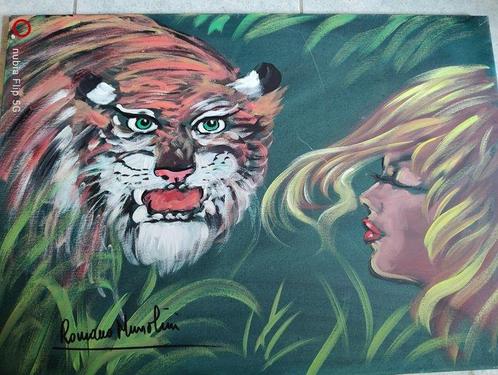 Romano Mussolini (1927-2006) - Ritratto con tigre, Antiek en Kunst, Kunst | Schilderijen | Klassiek