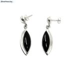Zilveren zwarte agaat oorhangers asymmetrisch, Sieraden, Tassen en Uiterlijk, Oorbellen, Verzenden, Nieuw, Zilver