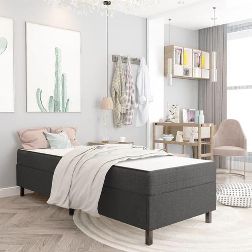 vidaXL Boxspring stof donkergrijs 100x200 cm, Huis en Inrichting, Slaapkamer | Bedden, 100 cm, 200 cm, Grijs, Eenpersoons, Nieuw