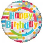 Helium Ballon Happy Birthday Stippen&Lijnen 45cm leeg