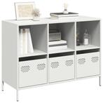 vidaXL Dressoir 101,5x39x73,5 cm koudgewalst staal wit, Verzenden, Nieuw, Metaal