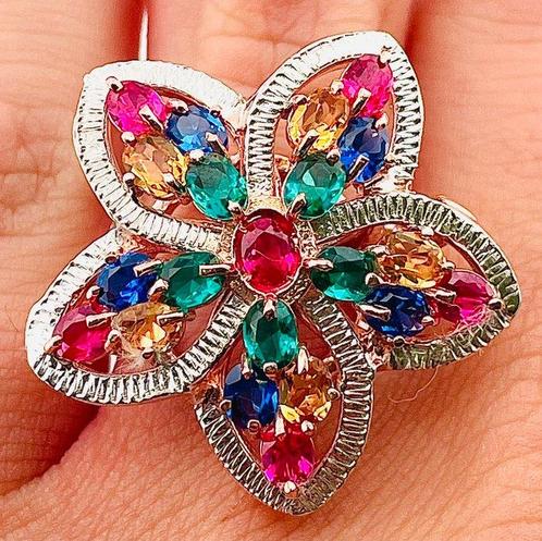 Zonder Minimumprijs - Ring - 9 kt. Roségoud, Zilver Robijn -, Sieraden, Tassen en Uiterlijk, Ringen