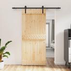 vidaXL Schuifdeur met beslag 90x210 cm massief grenenhout, Doe-het-zelf en Verbouw, Deuren en Horren, Verzenden, Nieuw