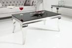 Elegante salontafel MODERN BAROK 100cm zilver met zwart, Nieuw, Ophalen of Verzenden