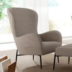 *WOONWINKEL* Dan-Form Glam Fauteuil Grijsbruin Boucle Met Ho, Huis en Inrichting, Fauteuils, Verzenden, Nieuw