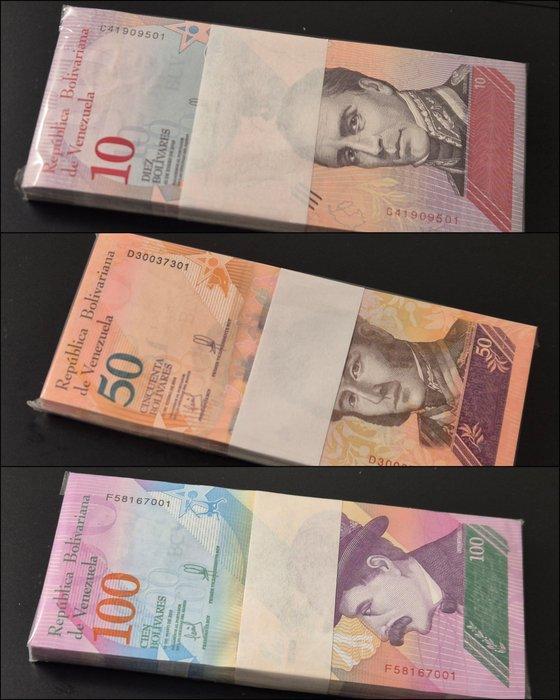 Venezuela. - 100 x 10, 50 y 100 Bolívares 2018 - 3 original, Postzegels en Munten, Bankbiljetten | Europa | Niet-Eurobiljetten