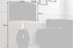 Moderne tafellamp CARLA 60cm zwart zilver met linnen kap -, Huis en Inrichting, Lampen | Tafellampen, Ophalen of Verzenden, Nieuw