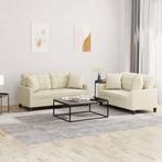 vidaXL 2-delige Loungeset met kussens kunstleer crèmekleurig, Verzenden, 150 tot 200 cm, Nieuw, Leer