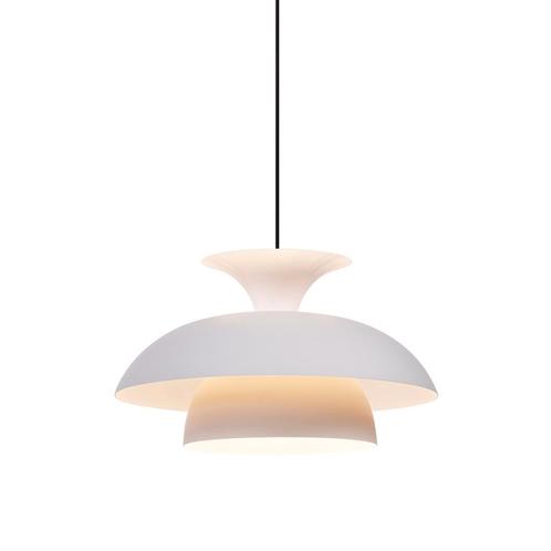 Scandinavische hanglamp beige met witte binnenkant - Titus, Huis en Inrichting, Lampen | Hanglampen, Nieuw, 75 cm of meer