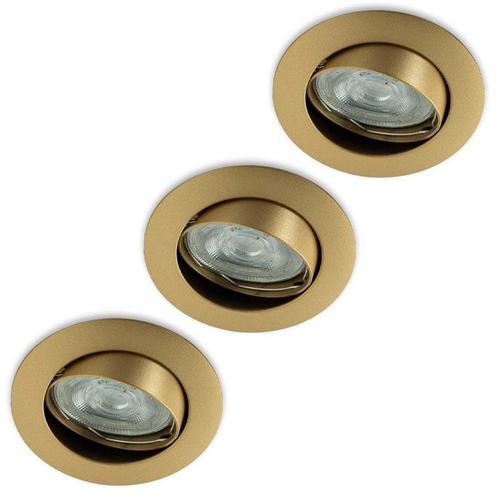 Set van 3 inbouwspots Lucca mat goud + LED spots GU10 Lybard, Huis en Inrichting, Lampen | Spots, Nieuw, Verzenden