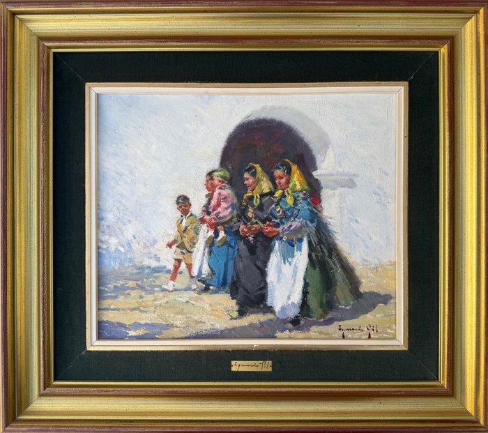 Ignacio Gil Sala (1913–2003) - Camino a misa Ibiza, Antiek en Kunst, Kunst | Schilderijen | Klassiek