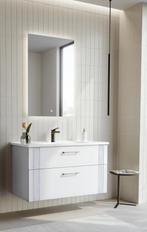 Badmeubel Bari 100cm mat wit  met ledspiegel, Ophalen, Nieuw