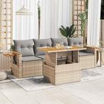 vidaXL 5-delige Loungeset met kussens poly rattan en, Verzenden, Nieuw, Rotan, Loungeset