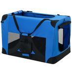 Honden bench reisbench stof en metaal 60x42x42 cm blauw, Nieuw, Verzenden